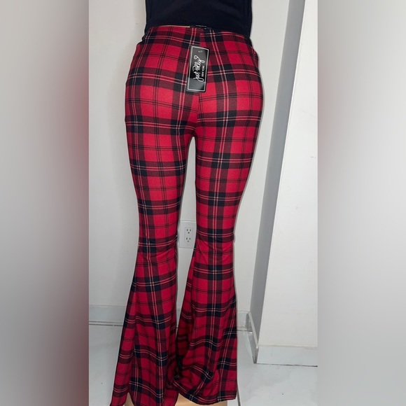 NWT JUSTPOLLY PLAID R/B WIDE LEG PANT CHRISTMAS - Picture 5 of 7
